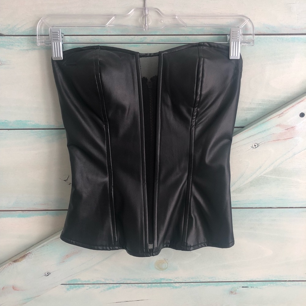 XS Peek A Boo Leather Top